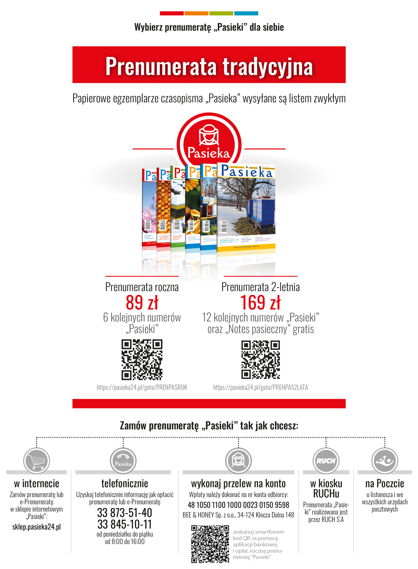 Zaprenumeruj Pasiekę już dziś baner - Prenumerata Pasieki